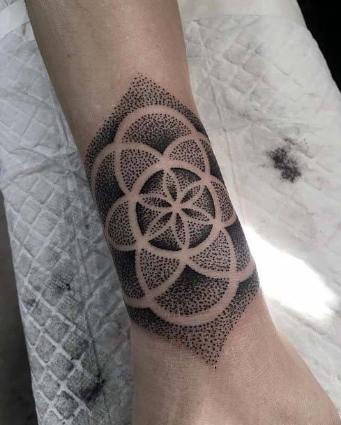 Dotted Grey Black Design Geometric Tattoo Womens Wrists