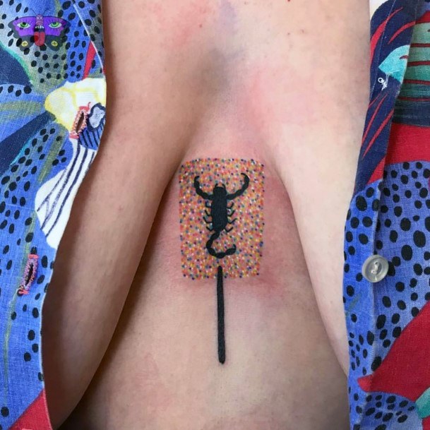 Dotted Tiles And Scorpion Tattoo For Women