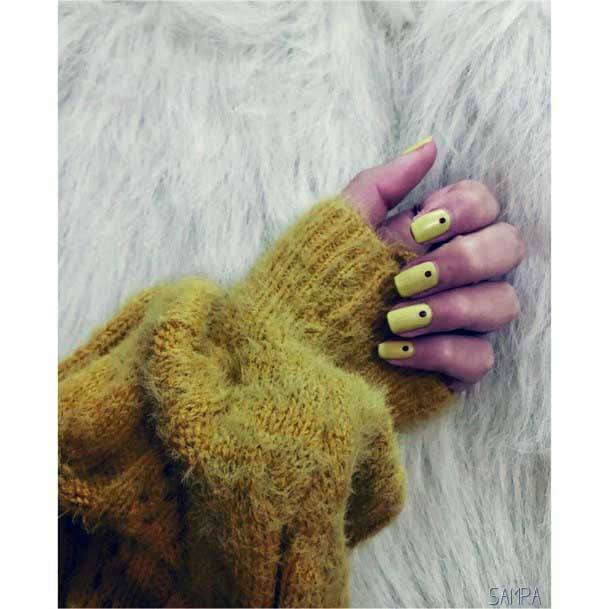 Dotted Yellow Nails Women