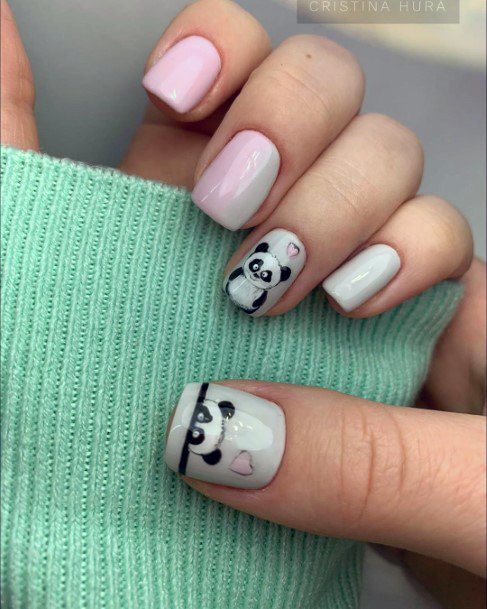 Double Colored Panda Nails