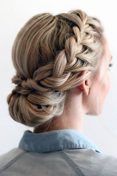 Double Dutch Braided Bun Hairstyle For Women