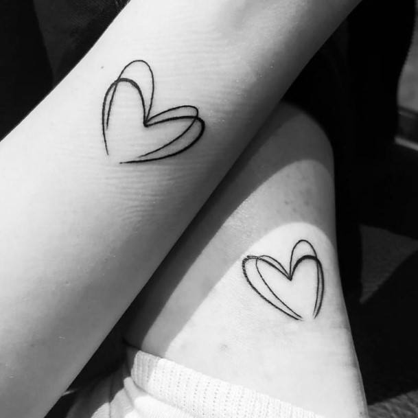 Double Layered Heart Tattoo Women Best Friend
