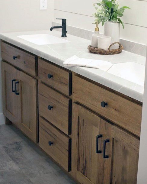 Double Sink With Middle Drawers Design Bathroom Cabinet Ideas