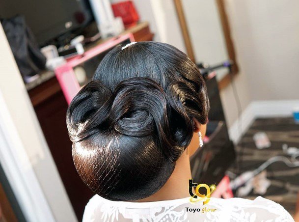 Double Twisted Bun With Net Wedding Hairstyles For Black Women