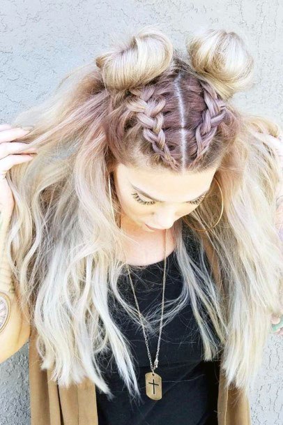 Double Updo With Braids Chic Hairstyle Women