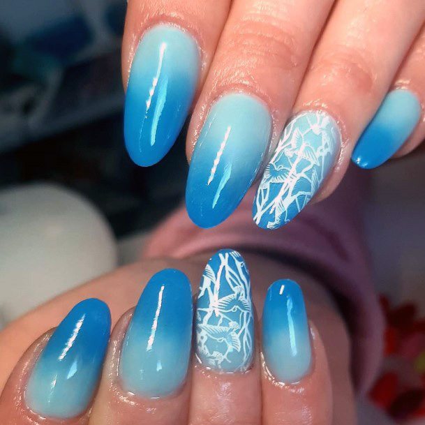 Doves On Blue Nails Women