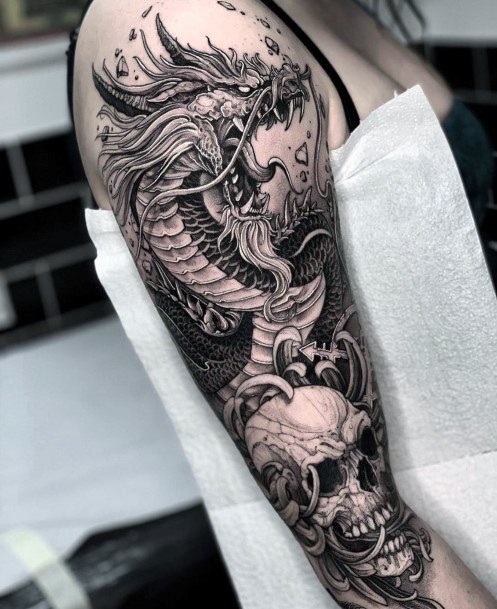 Dragon And Skull Tattoo Wowmen Arms