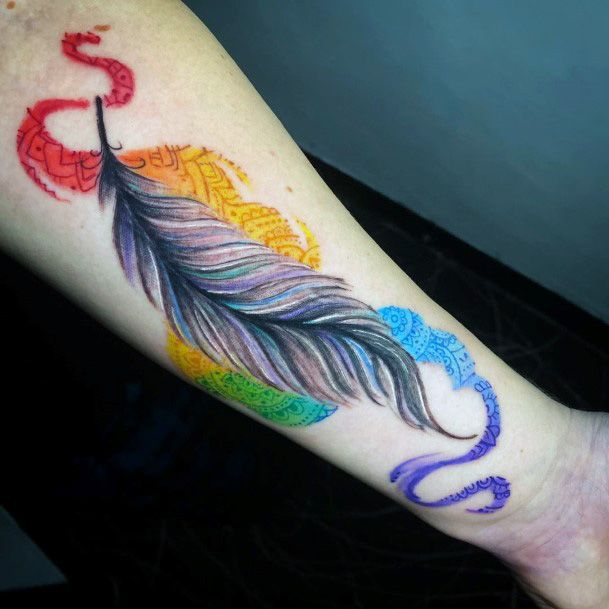 Dragon Art Feather Tattoo Women