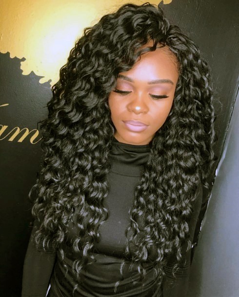 Dramatic Long Curls Crochet Hairstyles For Black Women
