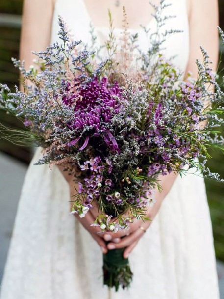 Dramatic Purple Lavender Wedding Flowers Bouquet