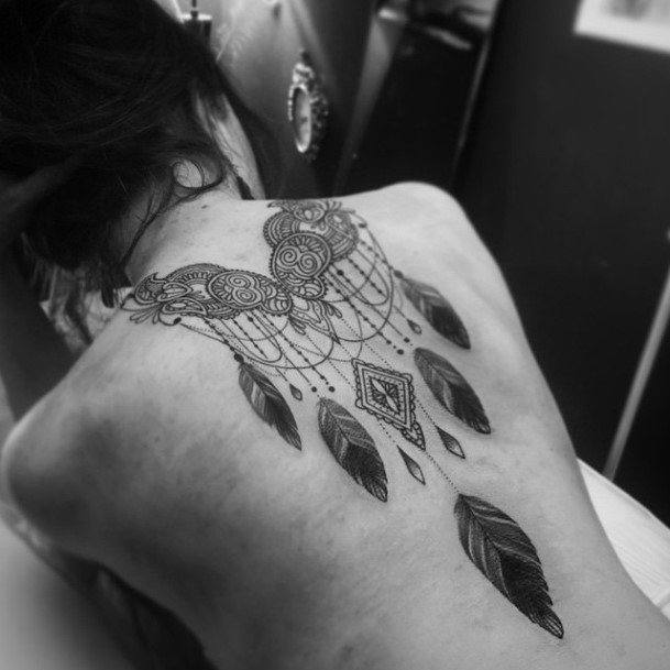 Dream Catcher Tattoo Womens Back