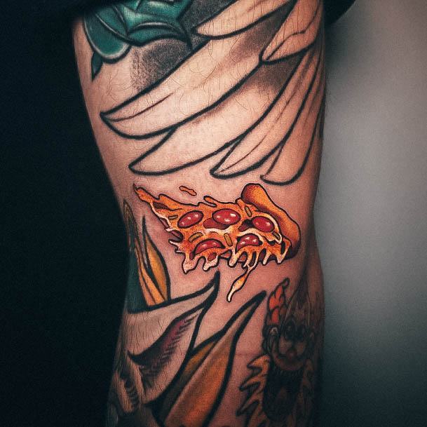 Dripping Pepperoni Slice Sleeve Marvelous Womens Tattoos Pizza