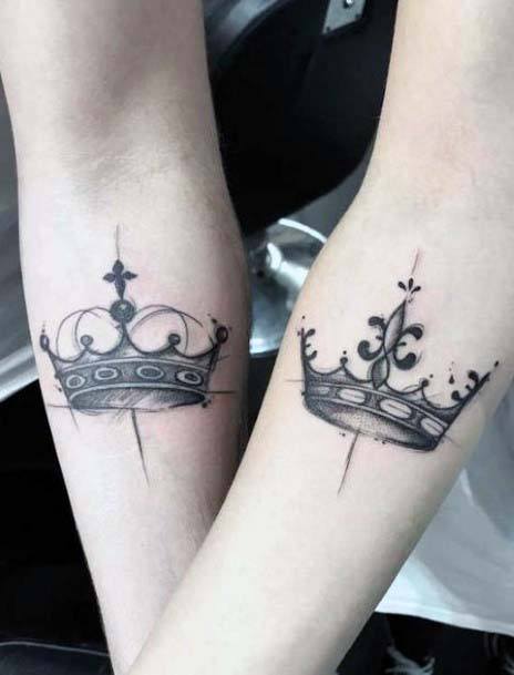 Dual Crown Tattoo Womens Inner Wrists