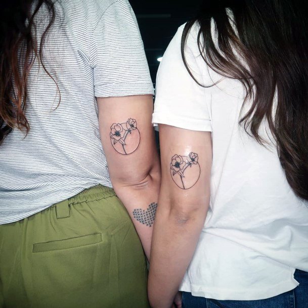 Dual Roses Sister Tattoo For Women