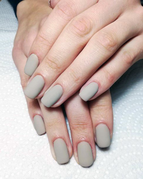 Dull Grey Matte Nails Women