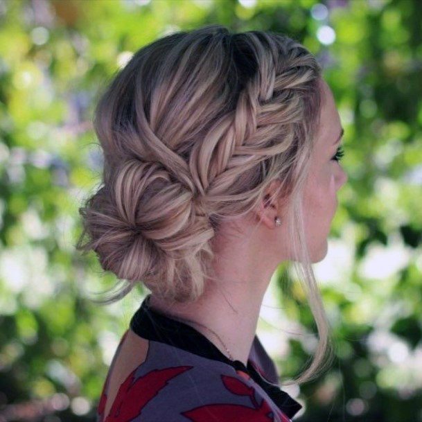 Dutch Braided Side Bun Hairstyles