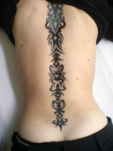 Eastern Tribal Black Tattoo Womens Back