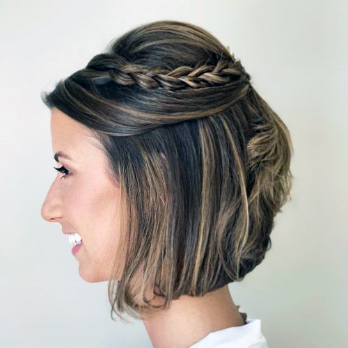 Easy Half Up Pull Back With Braid In Chestnut Brown Hair For Women