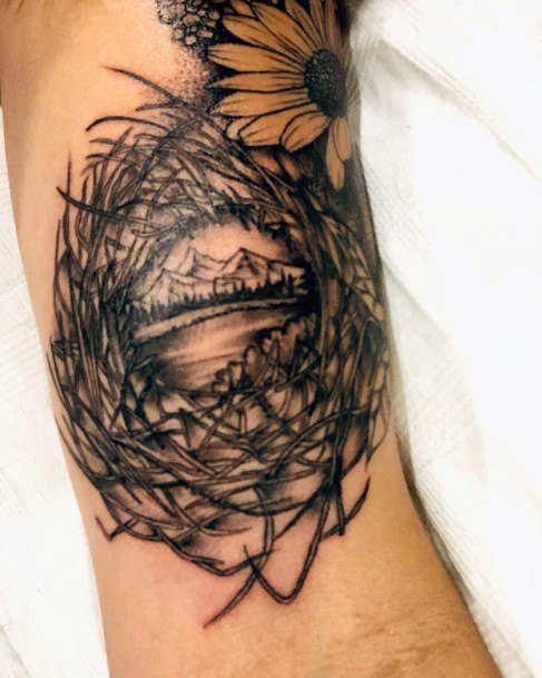 Elaborate Styles For Womens Birds Nest Tattoo