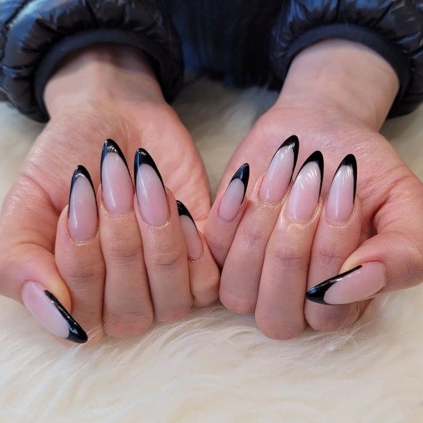 Elaborate Styles For Womens Black French Tip Nail