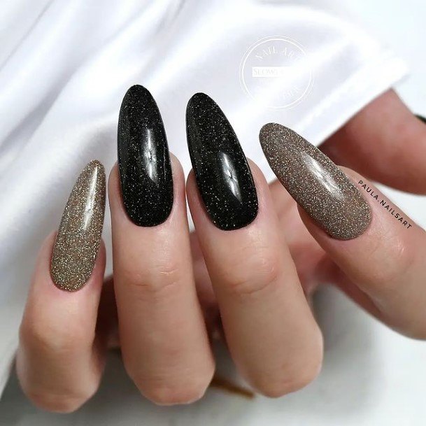 Elaborate Styles For Womens Black Oval Nail