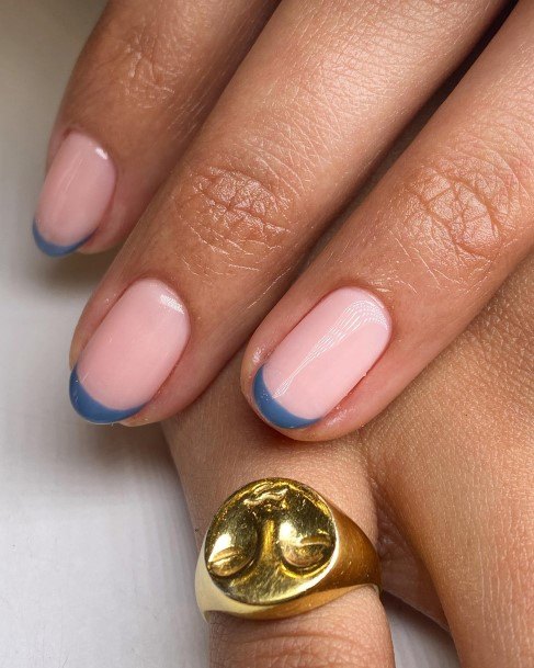 Elaborate Styles For Womens Blue French Tip Nail