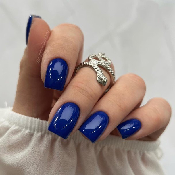 Elaborate Styles For Womens Blue Short Nail