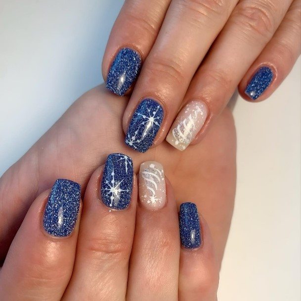 Elaborate Styles For Womens Blue Winter Nail