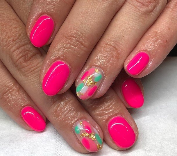 Elaborate Styles For Womens Bright Pink Nail