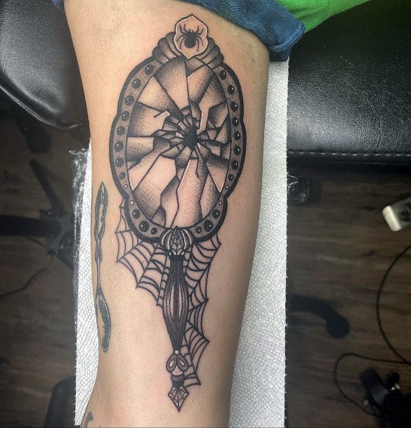 Elaborate Styles For Womens Broken Mirror Tattoo