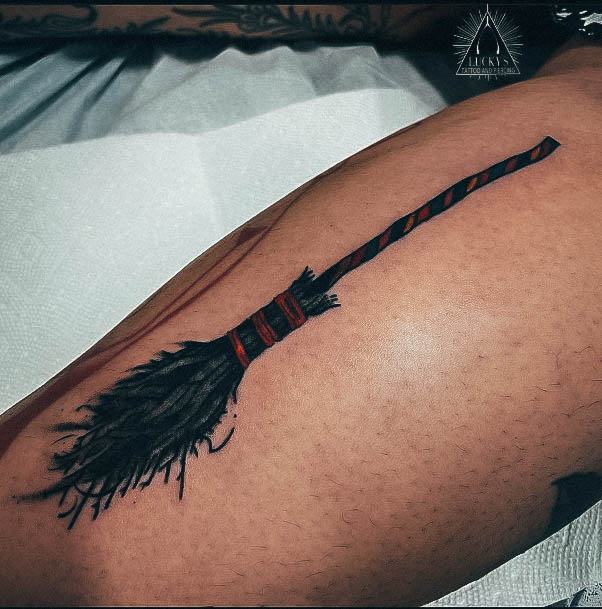 Elaborate Styles For Womens Broom Tattoo