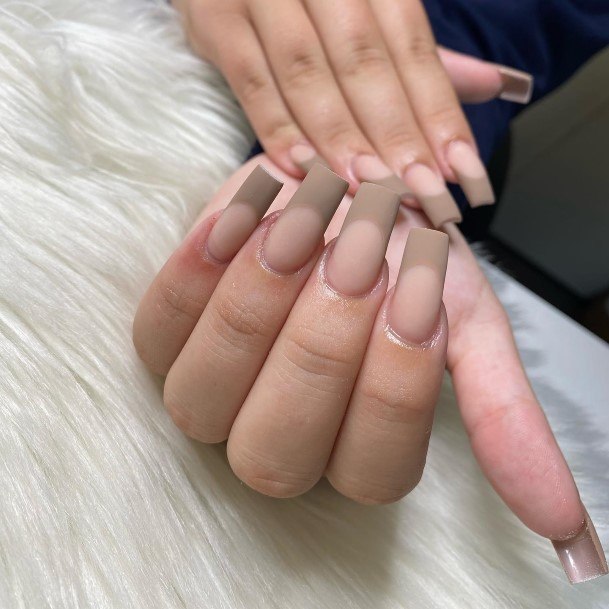 Elaborate Styles For Womens Brown French Tip Nail