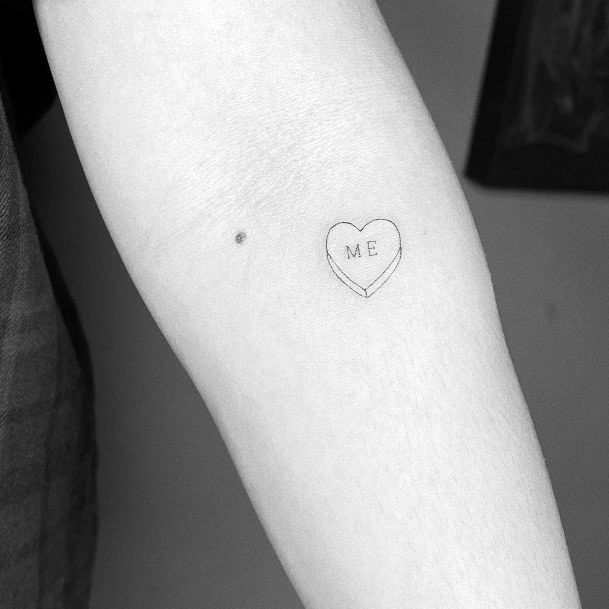 Elaborate Styles For Womens Candy Heart Tattoo