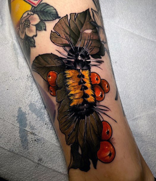 Elaborate Styles For Womens Caterpillar Tattoo