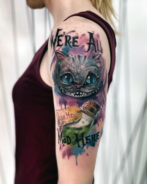 Elaborate Styles For Womens Cheshire Cat Tattoo