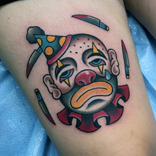 Elaborate Styles For Womens Clown Tattoo