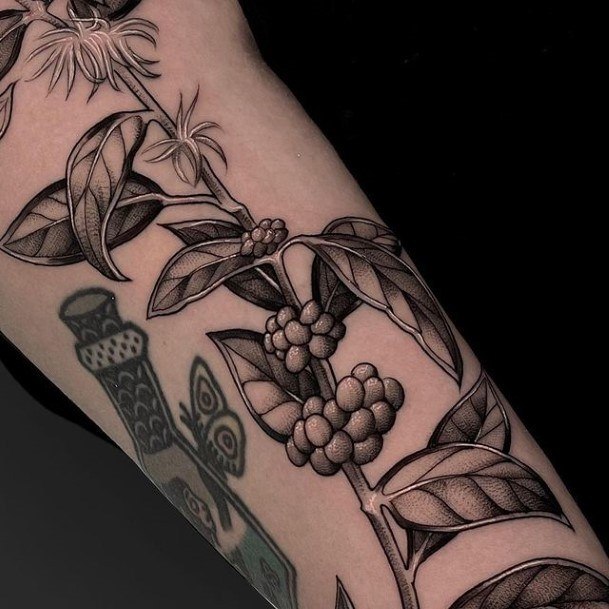 Elaborate Styles For Womens Coffee Bean Tattoo