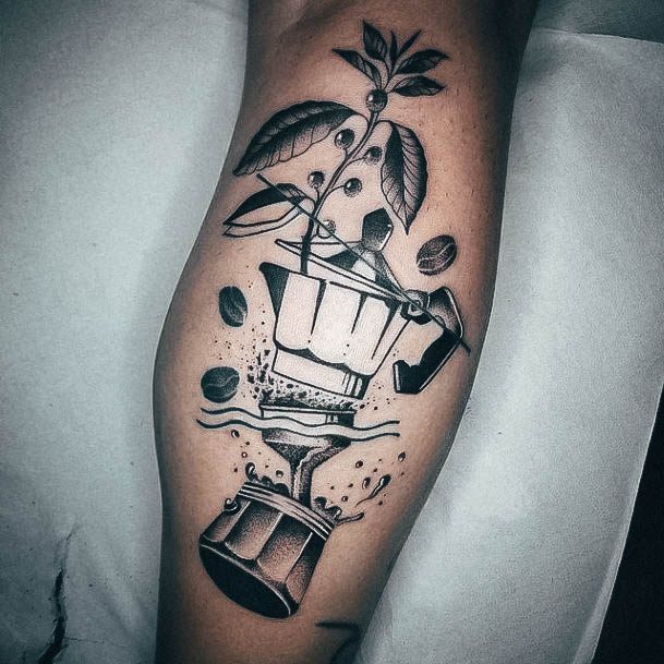 Elaborate Styles For Womens Coffee Pot Tattoo