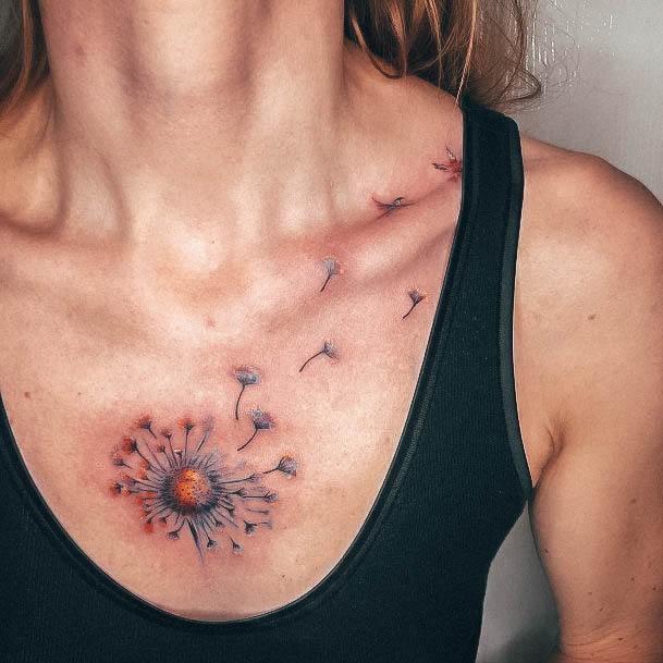 Elaborate Styles For Womens Dandelion Tattoo