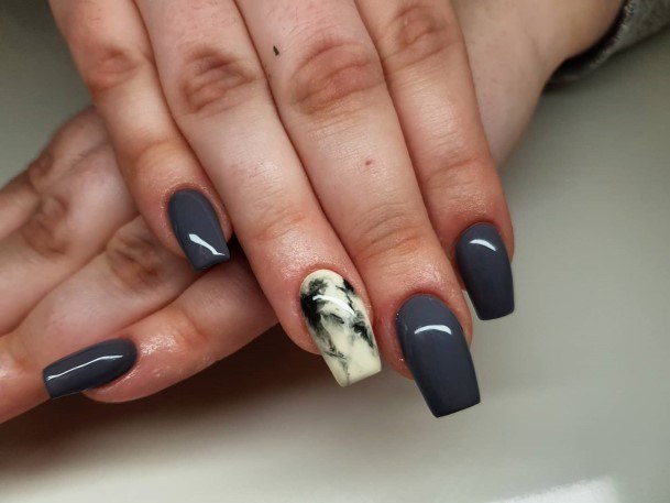 Elaborate Styles For Womens Dark Grey Nail