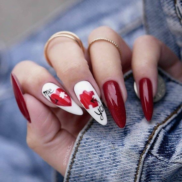 Elaborate Styles For Womens Deep Red Nail