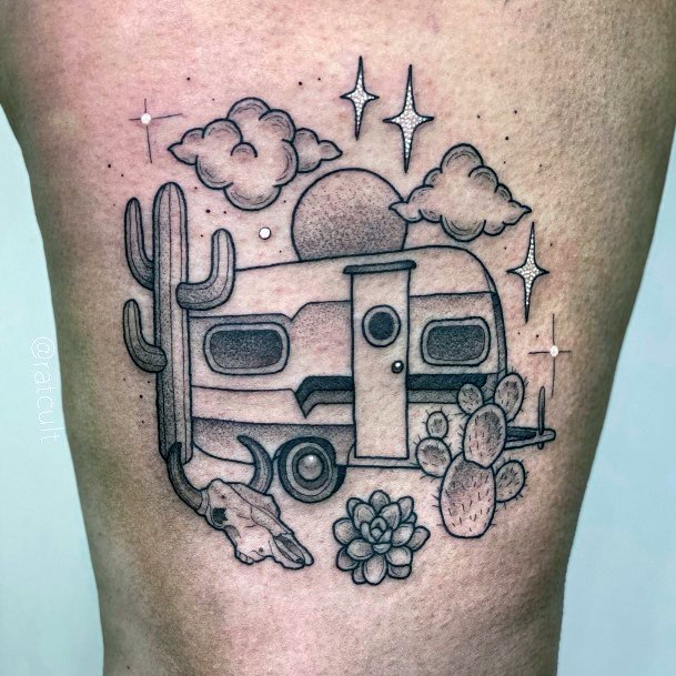 Elaborate Styles For Womens Desert Tattoo