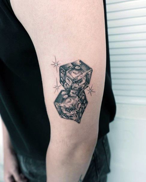 Elaborate Styles For Womens Dice Tattoo