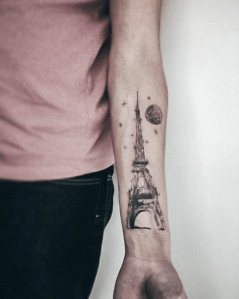 Elaborate Styles For Womens Eiffel Tower Tattoo