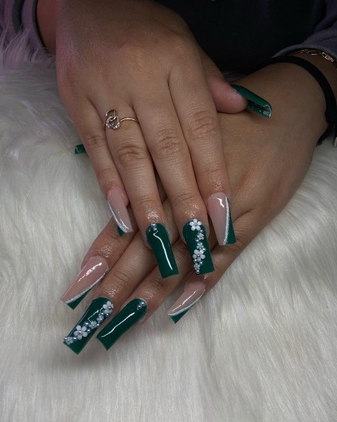 Elaborate Styles For Womens Emerald Green Nail
