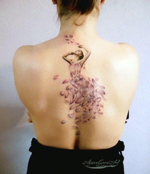 Elaborate Styles For Womens Flower Petal Tattoo