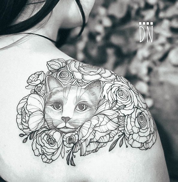 Elaborate Styles For Womens Flower Shoulder Tattoo