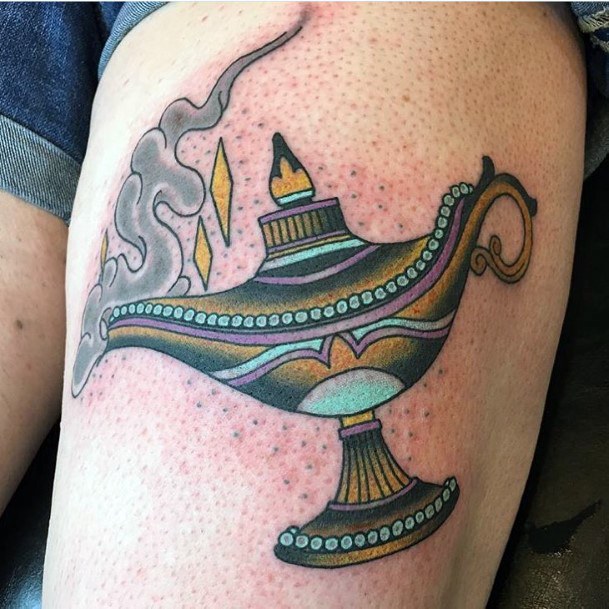 Elaborate Styles For Womens Genie Lamp Tattoo