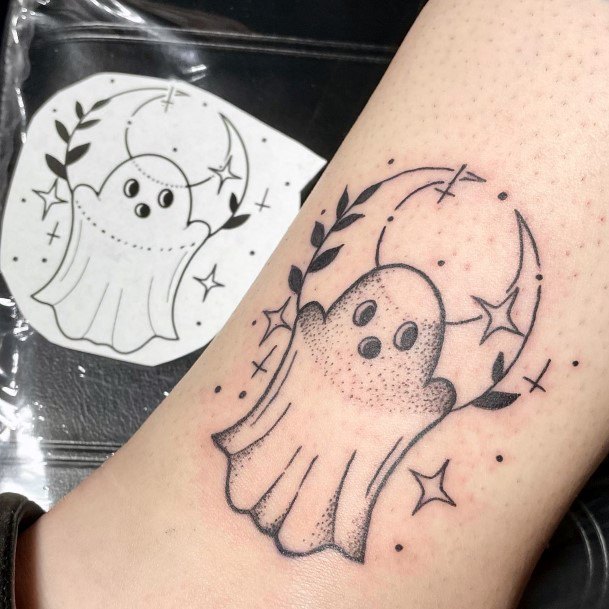 Elaborate Styles For Womens Ghost Tattoo