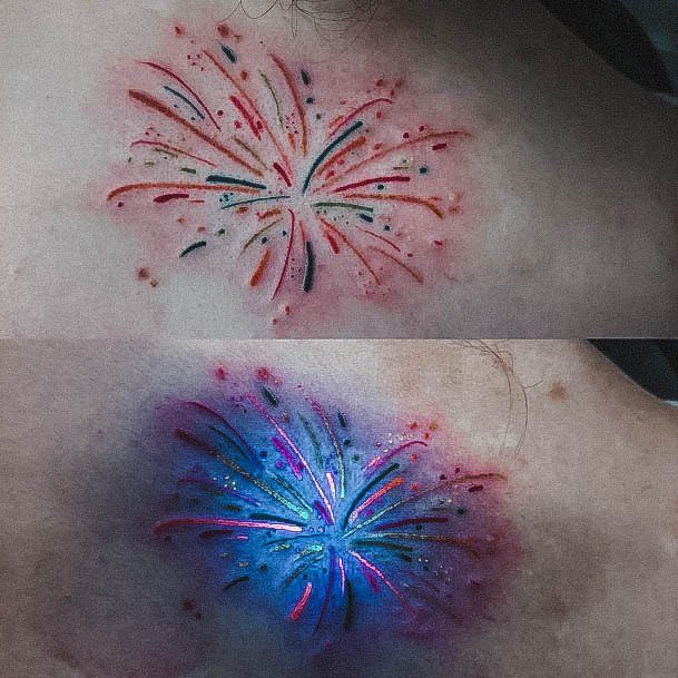 Elaborate Styles For Womens Glow In The Dark Tattoo Fireworks Blasting